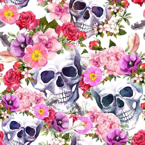 Pinke Blumen Skull Baumwolljersey